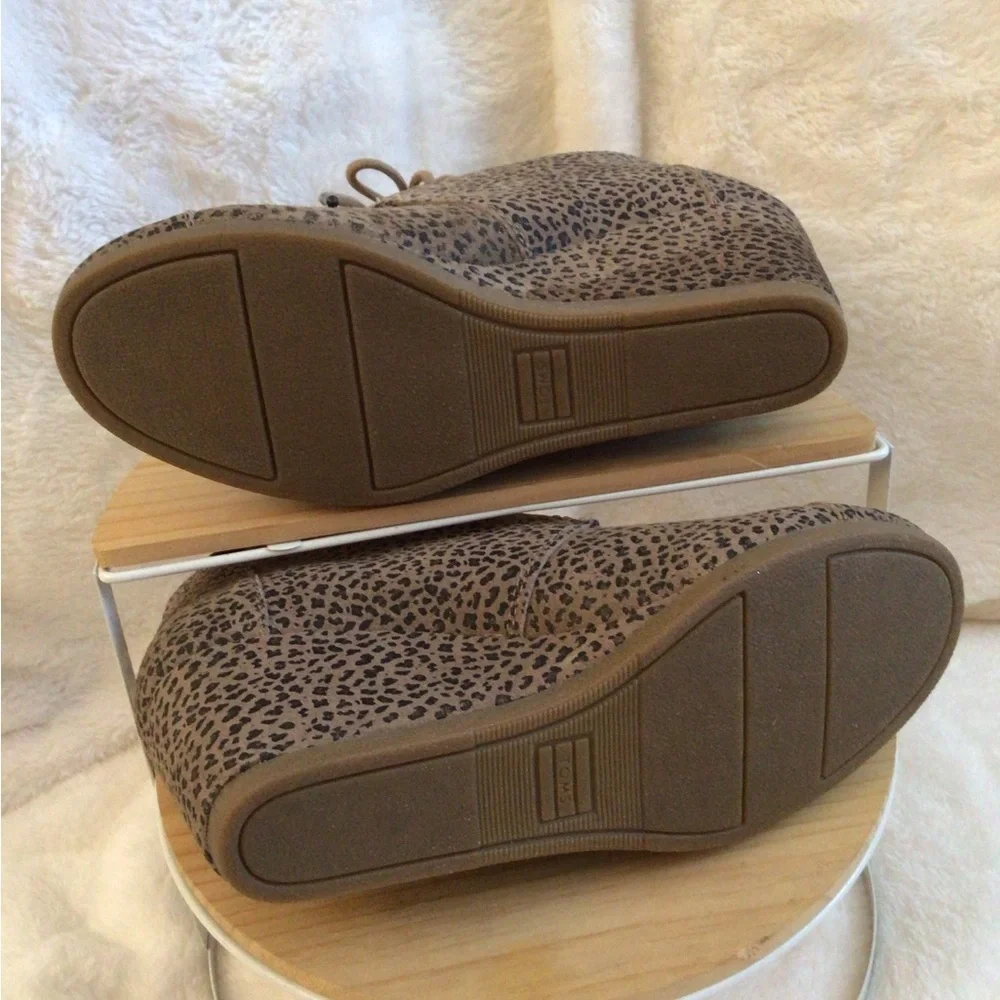 Toms Tan Leopard Print Wedge Boots